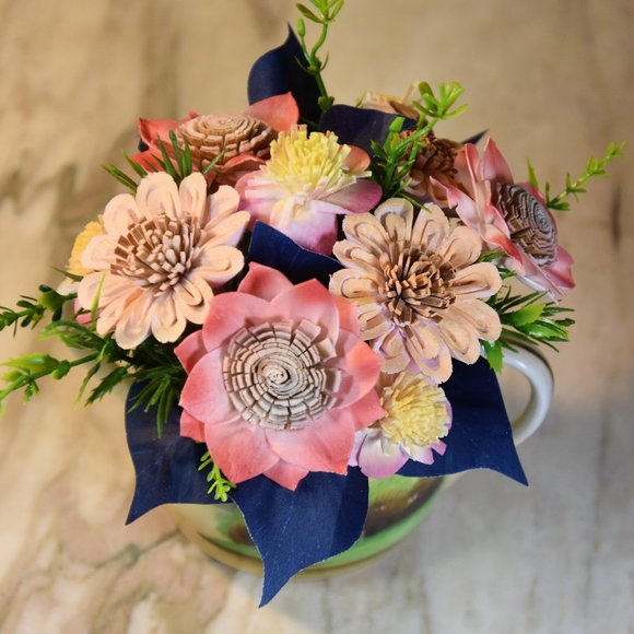 Antique lusterware hand painted lighthouse sugar bowl with Sola Wood flowers - Picture 2 of 9